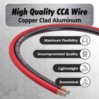 8 Gauge Wire (50ft) Copper Clad Aluminum CAA - Primary Automotive Wire, Car Amplifier Power and Ground Cable, Battery Cable, Car Audio Speaker Stereo, RV Trailer Wiring Welding Cable 8ga