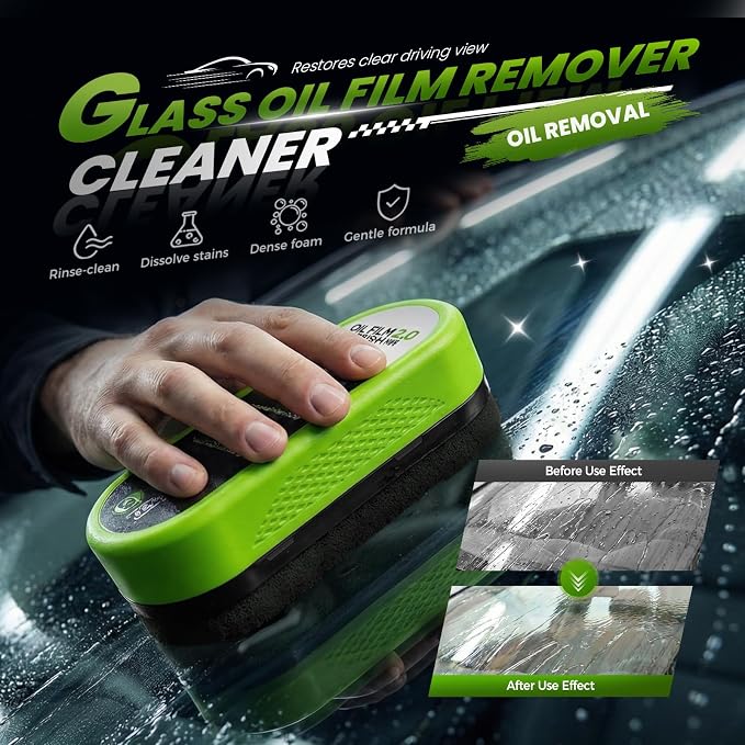 Glass Oil Film Remover, 2026 New Automotive Oil Film Cleaning Brush, Multifunctional Windshield Cleaner, Reusable Glass Oil Film Remover for Car Windows (1 Pack)