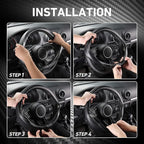 Car Steering Wheel Cover Small-Size for Prius Civic Model 3 Model Y Camaro Rogue with 14"-14 1/4" Outer Diameter Leather with Carbon Fiber Pattern Black