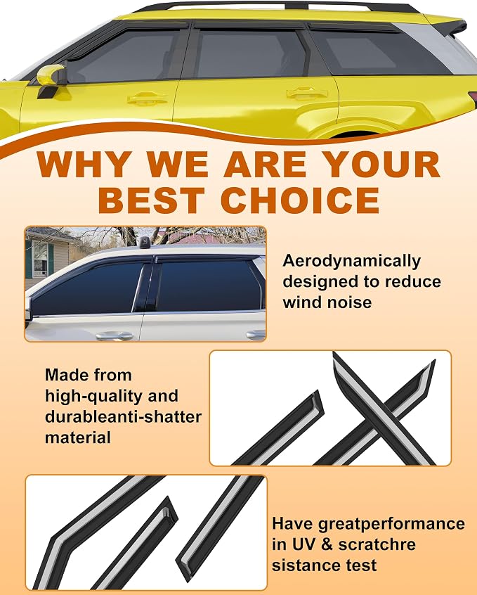 Low Profiles 6-PCS Extra-Thick Window Rain Guards Fit for Hyundai Palisade 2026 Rain Guards Window Deflectors Vent Visors Shades