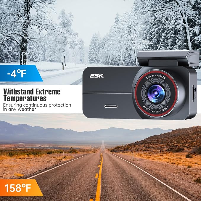 Dash Cam 2.5K Front and Rear with 64GB Card, Car Dashboard Camera with WiFi GPS, 3.39" IPS Screen, WDR Night Vision, Loop Recording, G-Sensor, 160 Wide Angle - Easy Setup for Daily Commuters