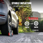 Tire Inflator Portable Air Compressor AC/DC, Automatic Tire Inflator with Gauge, 12V, 110V Small Air Compressor, Portable Air pump for Car Tires, Bikes, Motorcycles, Small inflatables
