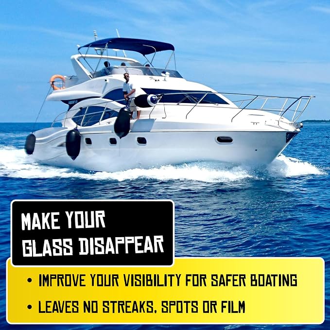 2in1 Boat Glass Cleaner & Anti-Fog Spray | Boat Cleaner for Glass, Windows, & Electronic Screens | Lemon Drop Scent | Marine Detailing & Cleaning Supplies, Accessories | Made in USA (16oz)