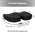 Heated Memory Foam Seat Cushion with Air-Cloud Support, Slim Ergonomic Cushion with 4 Heat Settings Timer and Auto Shut-Off, Black