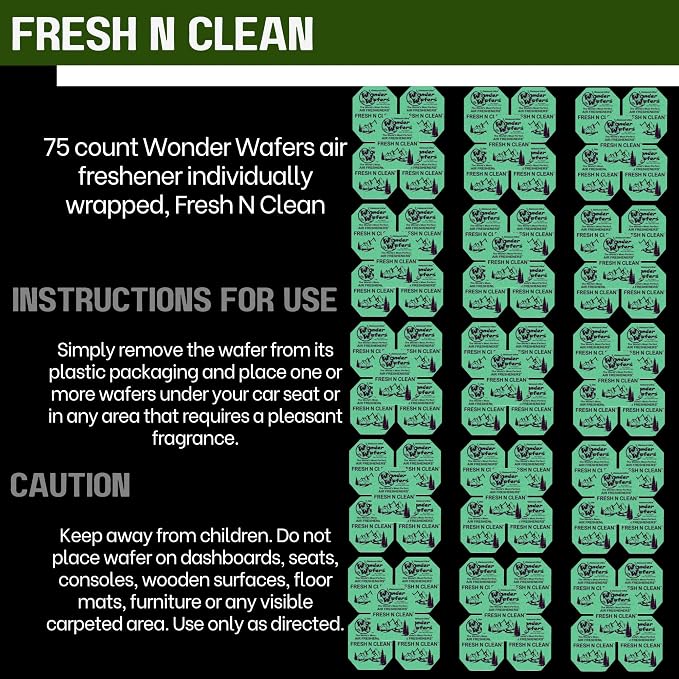 Wonder Wafers 75 Count Air Fresheners Individually Wrapped, Fresh N Clean Fragrance