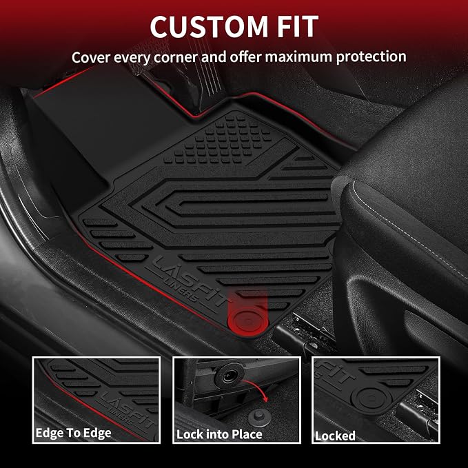 Floor Mats & Backrest Mats & Trunk Mat for Mazda CX5 2017-2025 All Weather TPE Custom Fit Floor Liners Car Mats Accessories, Include 1st & 2nd Row & Seatback & Cargo Mats, Black