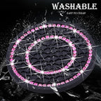 4PCS Bling Crystal Rhinestone Cup Holder Coaster, 2.75 inch Soft Silicone Anti-Slip Shockproof, Car Cup Holder Insert Coasters, Universal Car Interior Accessories for Women (Black & Pink)