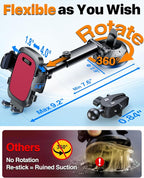 HTU 2026 Ultimate Best【True Military-Grade & Safety Cert】Car Phone Holder【Upgraded 360 Rotation & 100+LBS Strongest Suction】5-in-1 Truck Windshield Dashboard Vent Mount Stand for iPhone Android, Red