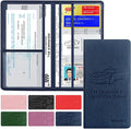 Premium Car Registration and Insurance Card Holder, Car Document Holder for Cards, Driver License & other Essential Documents (Deep Blue)