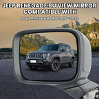 Driver Side Mirror Compatible with Jeep Renegade 2015-2023 Power Glass Heated with Turn Signal Indicator Blind Spot Detection Manual Folding Bright Black Left Door Mirrors (7＋1 Pins)