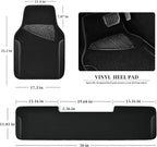 Waterproof Universal Faux Leather 3Pcs Car Floor Mats, Black Car Mats Fit for SUV,Vans,sedans, Trucks,Set of Vehicles Car Carpet with Driver Heel Pad and Anti-Slip Nibs Backing (Black 3Pcs)