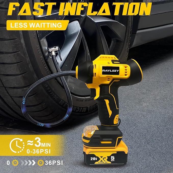 Tire Inflator Cordless for Dewalt MAX 20V Battery [Tool Only], 160PSI Portable Air Inflator with Pressure Gauge, Auto-Shut Off & Fast Inflation, Auto Air Pump for Car, Motorcycle, Bike, Ball