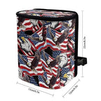 American Flag Eagle Print Car Trash Can with Lid, 4th of July Leak Proof Auto Trash Bag Hanging Vehicle Garbage Can Multipurpose Storage Container for Back Seat Road Trip