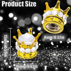 4PCS Crown Bling Tire Stem Valve Caps, Crystal Diamond Car Wheel Tire Valve Caps Universal Copper Core Stem Covers for Cars, SUV, Trucks, Bikes, Motorcycles, Bicycles (Gold & Silver)