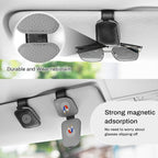 Sunglasses Holder for Car, Leather Magnetic Buckle Sun Visor Sunglass Clip, Ticket Card Storage Glasses Clip, Car Interior Accessories for Men and Women（Black-Gray）