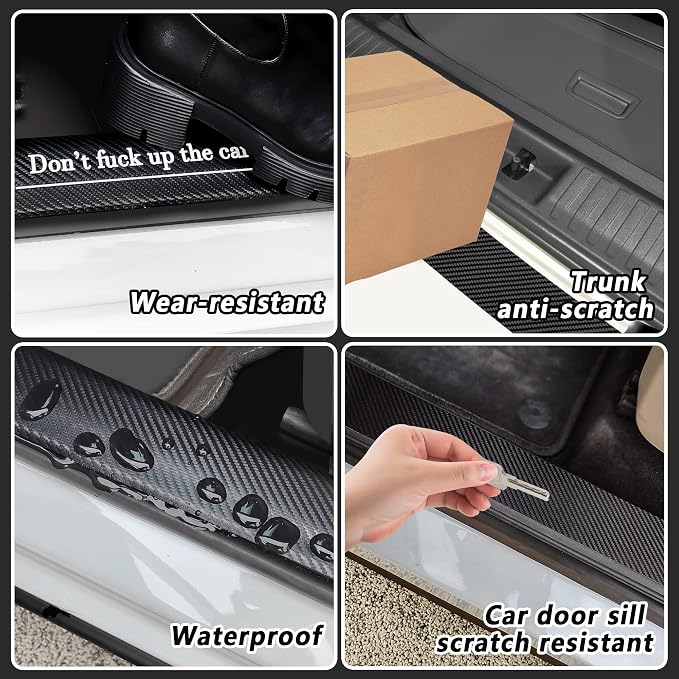 5PCS Car Door Sill Protector,Carbon Fiber Sport Threshold/Rear Bumper Guard Anti-Scratch Sticker Door Edge Protection Decorate,Interior Accessories Self-Adhesive Anti-Scratch Waterpoor (US Flag-5Pcs)