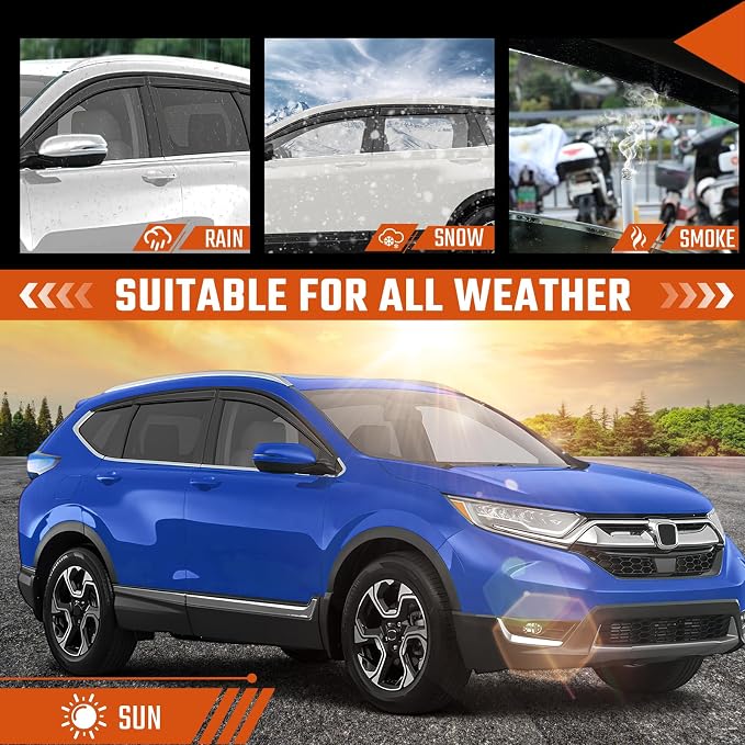 Rain Guards Compatible with Honda CR-V 2017 2018 2019 2020 2021 2022, Tape-on Durable Side Window Sun Wind Deflectors, 2017-2022 CRV Rain Guard Black 6 PCS