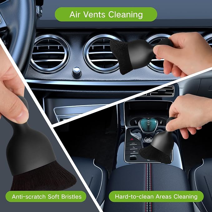 7pcs Windshield Cleaner Tool Car Window Cleaning Wash Kit with 4 Reusable Microfiber Pads 1 Spray Bottle and Extendable Handle Auto Glass Wiper Kit, Green