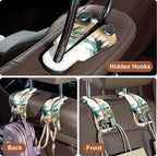CoBak Purse Hook for Car - Universal Premium Stitched Leather and Aluminum-Magnesium Alloy Double Car Seat Back Storage Hook for Purses, Handbags, Bags (2 Pack),Mountain Calm