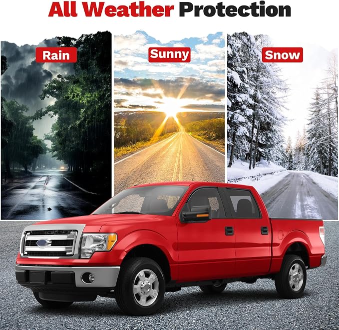 F150 Rain Guards - Window Visors for 2009-2014 Ford F150 SuperCrew Cab, Outside-Mount Tape-On Side Window Wind Deflectors for 09-14 F-150 Accessories, Vent Visors Shades Rainproof 4PCS