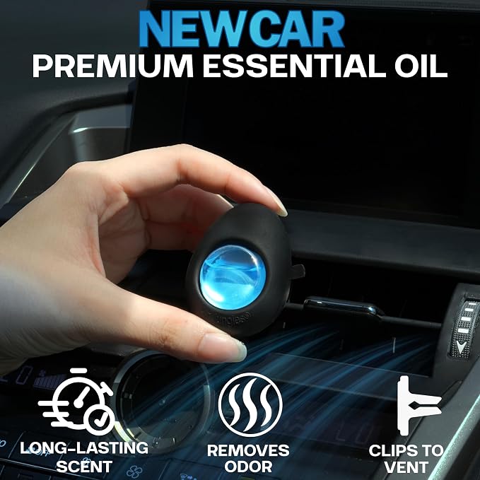 Car Air Freshener Vent Clip 3 Count (Pack of 2), New Car Scent | Long-Lasting Car Odor Eliminator, Easy Clip-On, Up to 180 Days Freshness for Cars, Trucks, and SUVs, 4 mL Each