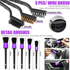 20PCS Car Cleaning Kit, Car Interior Detailing Kit with Purple High Power Handheld Vacuum, Detailing Brush Set, Windshield Cleaner, Cleaning Gel, Complete Auto Accessories for Women