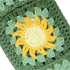 Handmade Crochet Green Moon and Sun Car Steering Wheel Covers Universal 14-15 inch for Women and Men (Steer Wheel Cover)