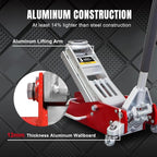 Floor Jack 3 Ton,Full Aluminum Ultra Lightweight Low Profile Car Jack with Dual Piston Quick Lift Pump,Hydraulic Racing Floor Jack for Vehicle,6,000 lb Capacity,Red