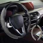 2pcs Car Steering Wheel Cover,Anti-Skid Carbon Fiber Steering Wheel Protector for Men Women,Multiple Color Options,Universal for Most Car Interiors Accessories (Bright Silver)