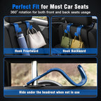 Car Seat Headrest Hook 4 Pack Hanger Universal Vehicle Car Storage Organizer for Handbag Purse Coat S Type Blue