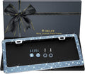 Bling License Plate Frame for Women, 1PCS Sparkly License Plate Frames| Over 1200 pcs 14 Facets Bedazzled Clear Glass Diamond Rhinestone Crystals w/Free Glitter Diamond Box (Light Blue)