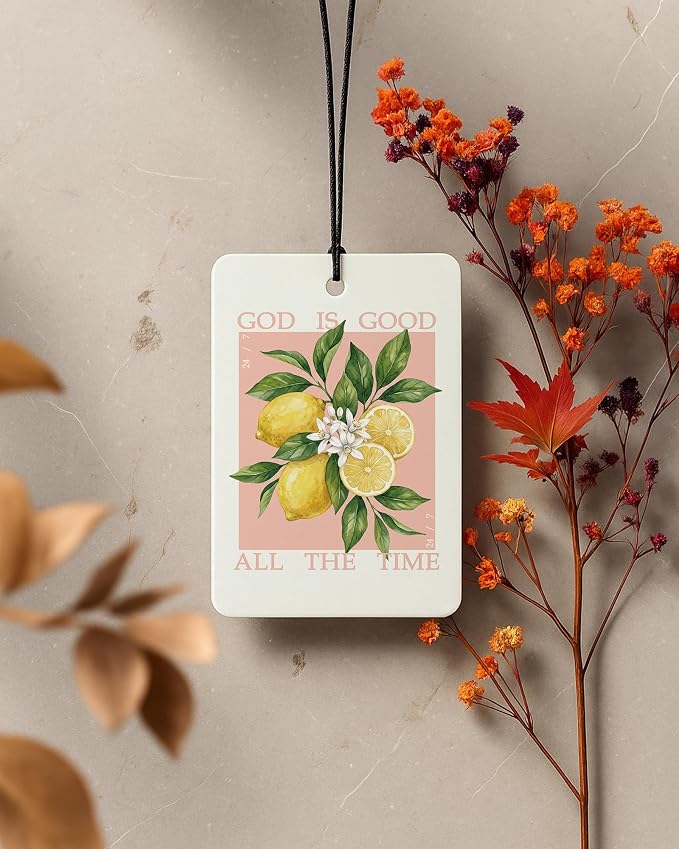 Christian Car Air Freshener 6 Pcs Coconut Scented, Daisy Floral Lemon Religious Bible Car Accessories Mirror Decor for Women, Christian Hanging Air Freshener for Cars Closet Drawer Books