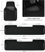 Waterproof Universal Faux Leather 3Row Car Floor Mats, Black Car Mats Fit for SUV,Vans,sedans, Trucks,Set of Vehicles Car Carpet with Driver Heel Pad and Anti-Slip Nibs Backing (Black 3Row)