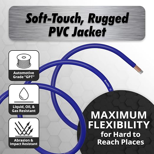 10 Gauge Wire (25ft) Copper Clad Aluminum CAA - Primary Automotive Wire, Car Amplifier Power and Ground Cable, Battery Cable, Car Audio Speaker Stereo, RV Trailer Wiring Welding Cable 10ga