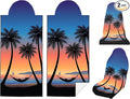 2 Pack Car Seat Towel Covers, Sweat-Proof Microfiber Seat Protectors for Gym, Running, Beach & Workout, Breathable Quick-Dry, Machine Washable, Sunset Palm Beach Print, Universal Fit