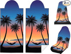 2 Pack Car Seat Towel Covers, Sweat Protector for Front Seats, Premium Thickened Microfiber with Elastic Strap, Breathable Quick Dry, Machine Washable Cover for Gym Running Universal Fit Sunset Beach