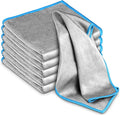 Airlab Glass Polishing Cloth Streak Free Miracle Cleaning Cloth Lint Free Microfiber Cleaning Rags for Glasses Kitchen Dish Mirrors Easy Clean, Pack of 6, 12" x 12", Sliver-Blue