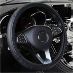 Leather Steering Wheel Cover,Anti Slip Car Steering Wheel Cover for Car Decorations & Steering Wheel Protections,Universal 15Inch Wheel Cover Car Interior Accessories for Men & Women (Black+Blue)