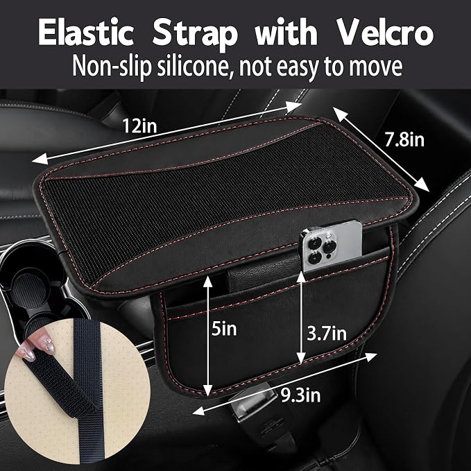 6 PCS Nappa Microfiber Leather Black Steering Wheel Cover Set, Breathable Fabric Steering Wheel Cover 14.5-15inch Universal, Car Center Console Cover, Seat Belt Cushion, Cup Holder Coaster