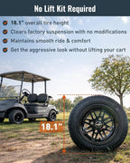 10 inch Golf Cart Wheel Tire Combo Kit, RT103 Gloss Black 10x7 Rim 205/50-10 Low Profile Tire, No Lift Kit Required, Fits Club Car Precedent EZGO TXT RXV Yamaha G1-G29, One Single