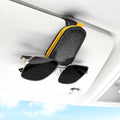 Sunglasses Holder for Car, Leather Magnetic Buckle Sun Visor Sunglass Clip, Ticket Card Storage Glasses Clip, Car Interior Accessories for Men and Women（Black-Yellow）