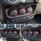 Audio Air Conditioning Button Cover Decoration Twist Switch Ring Trim for Jeep Wrangler JK JKU Patriot 2011-2018, Compass 11-16, Liberty 08-12, Dodge Challenger 08-14 Interior Accessories (Red 3PCS)