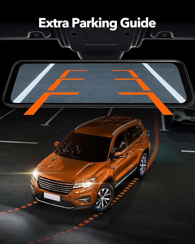 G850 12" 4K Rear View Mirror Camera with 5.8GHz WiFi and Voice Control, Smart Mirror Dash Cam Front and Rear, Backup Camera with 1080P, Dash Cam with WDR, Includes 64GB Card & GPS