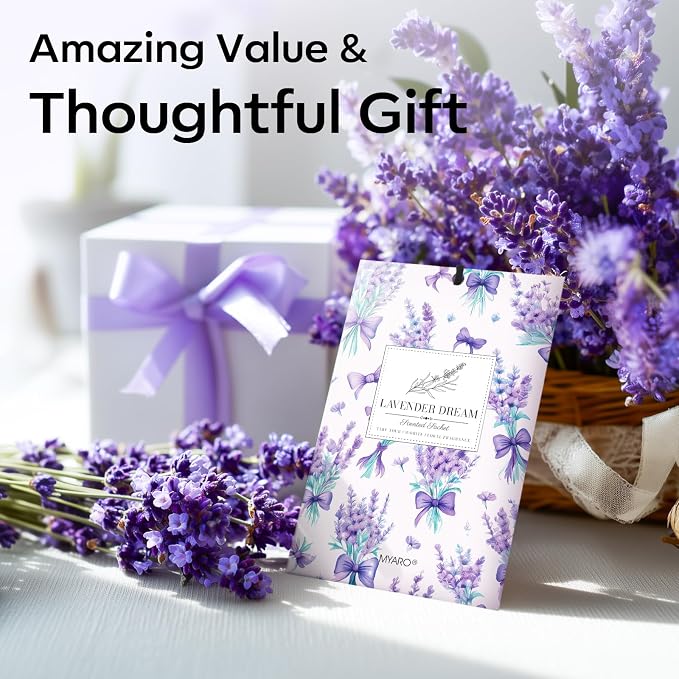 20 Pack Lavender Scented Sachets - Drawer & Closet Air Freshener Bags, Natural Odor Eliminator for Car, Home, Bedroom, Office & Travel