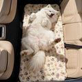 Dog Car Seat Cover for Back Seat, White Paw Print Flannel Pet Bed Mat, Non-Slip Waterproof Bottom, Washable Dog Bed & Seat Protector for Cars SUVs Trucks, Fits Backseat Extenders