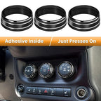 Audio Air Conditioning Button Cover Decoration Twist Switch Ring Trim for Jeep Wrangler JK JKU Patriot 2011-2018, Compass 11-16, Liberty 08-12, Dodge Challenger 08-14 Interior Accessories Black 3PCS