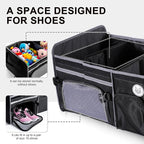 Bold Color Block Trunk Organizer, Foldable with 26L Ice Pack,95L Dedicated Shoe Space, Stylish for SUV/Car (Black, Midsize)