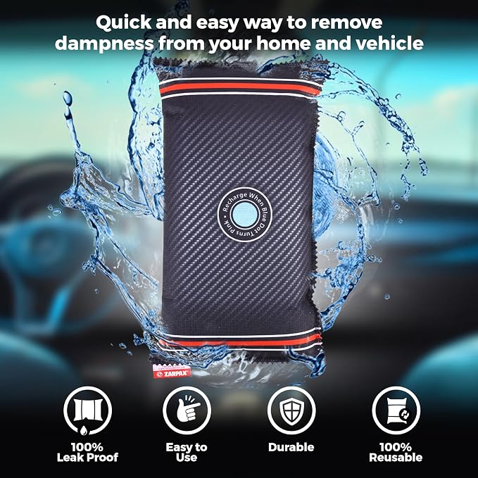 Reusable Car Dehumidifier Bag (XL Pack) Rechargeable Dehumidifier bags for Car, Trucks, and RVs - Prevent Damp & Moisture on Windscreens - Leakproof Moisture Absorber for Car and Home