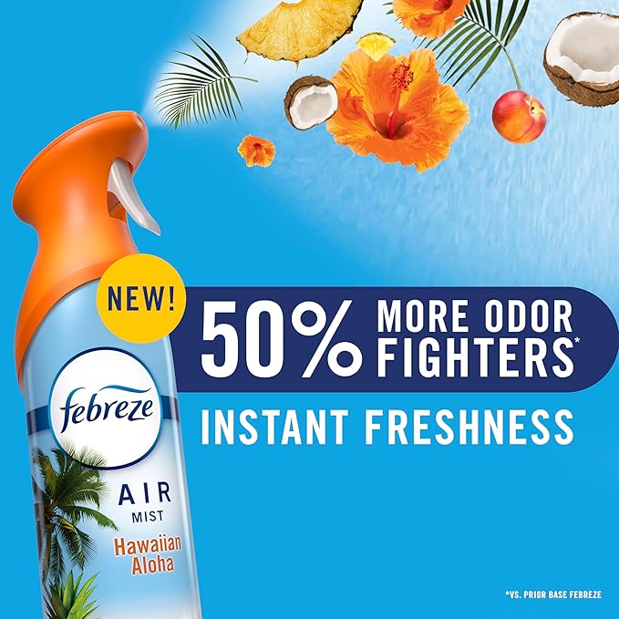 Air Mist, Air Freshener Spray, Odor Fighting Room Spray, Deodorizer for Home Bathroom Kitchen Office Apartment Dorm Room Classroom, Heavy Duty Crisp Clean Scent, 8.1oz (Pack of 3)