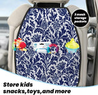 William Morris Thistle Damask, Navy Blue And White Car Seat Back Kick Protectors Kick Mats With Storage Pockets For Vehicles To Protect From Dirt Mud Scratches 2 Pack